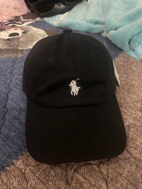 Ralph Lauren Black Baseball Cap with White Polo Logo